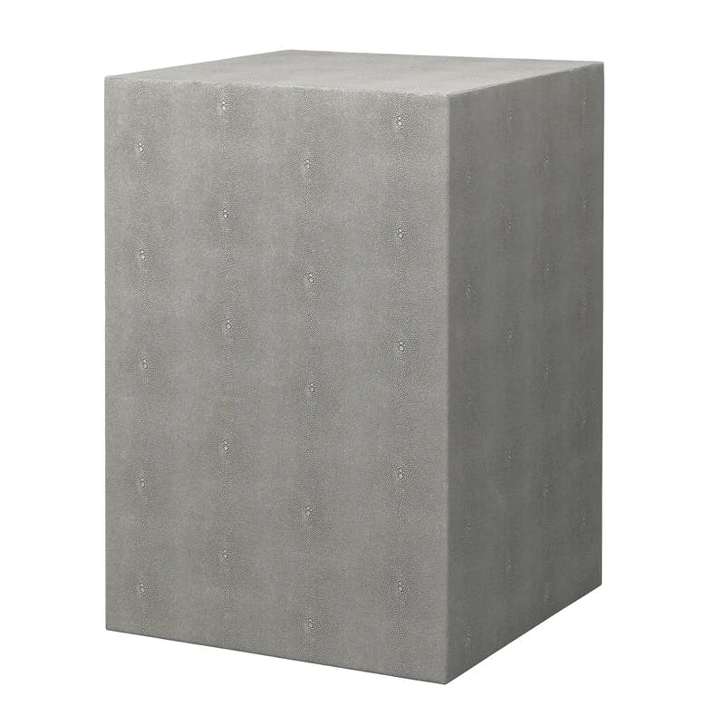 Minimalist Gray Shagreen-Inspired Wood Side Table