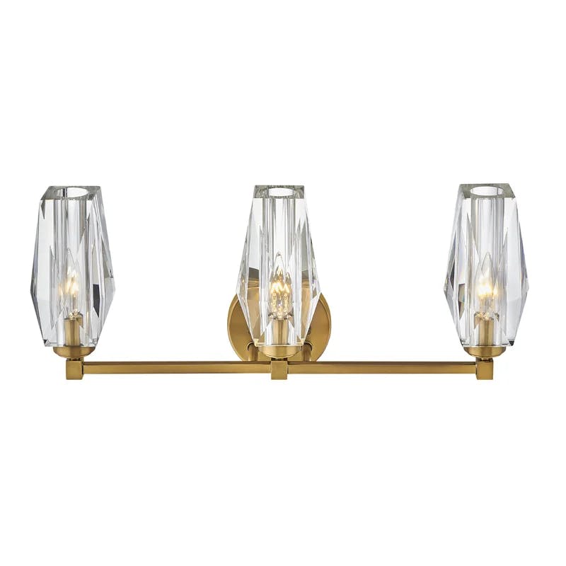 Heritage Brass 3-Light Dimmable Vanity with Faceted Crystal Shades