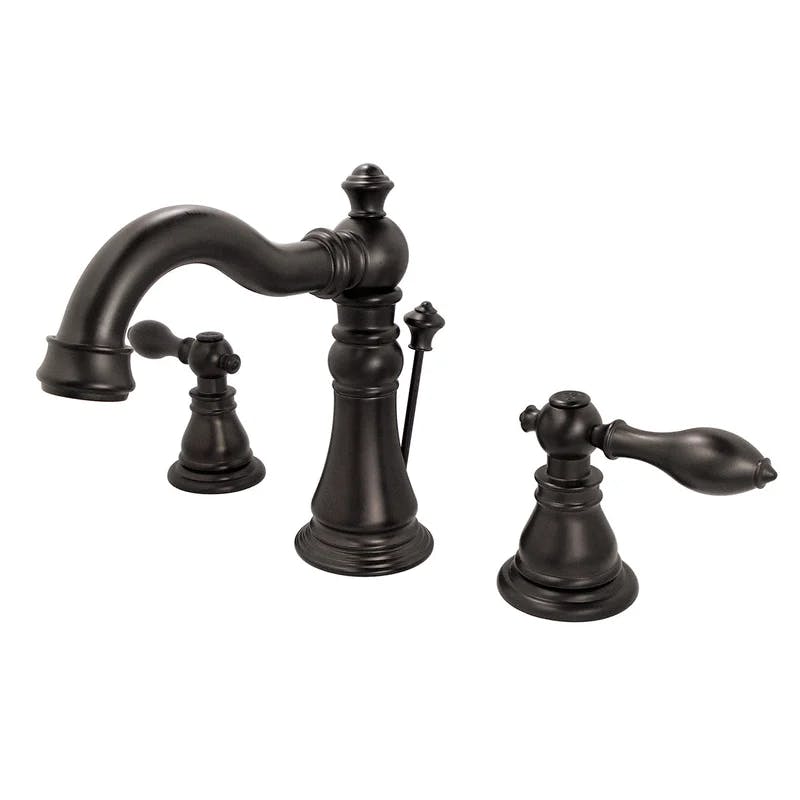 Elegant Matte Black Widespread Bathroom Faucet with Bronze Accents