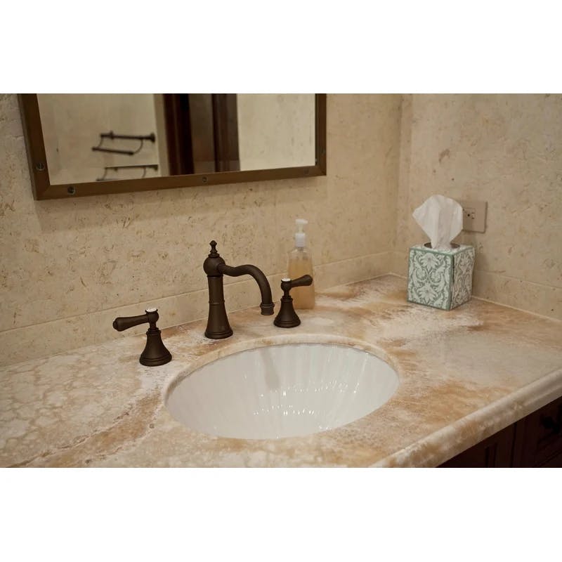 Elegant English Bronze Widespread Lavatory Faucet with Classic Lever Handles