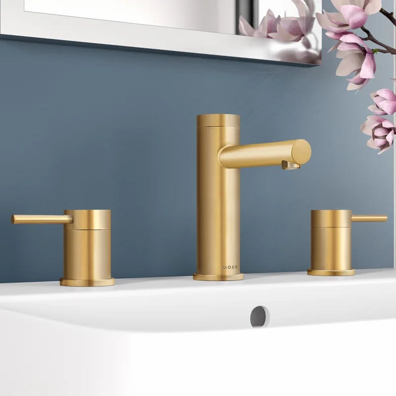 Modern Black Nickel Widespread Bathroom Faucet with Metal Handles
