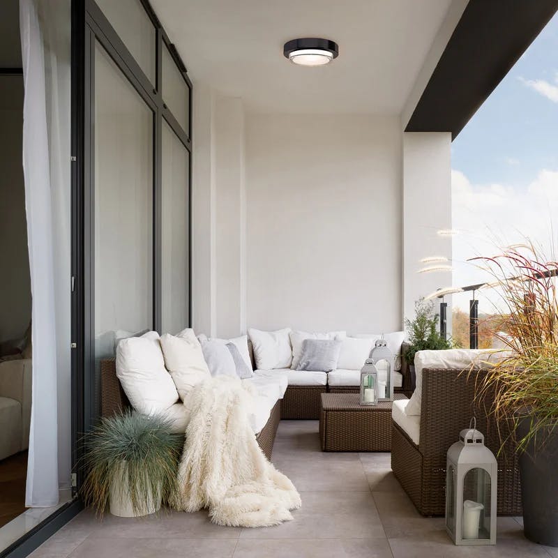 Sleek 15" Black Aluminum LED Flush Mount for Indoor/Outdoor
