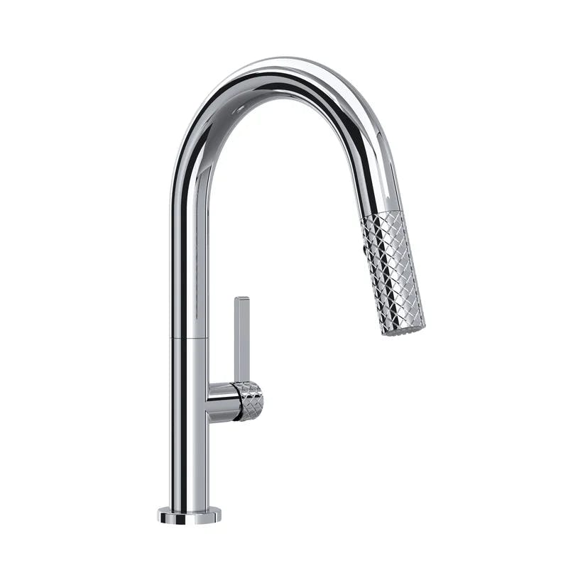 Elegant Transitional 13'' Polished Nickel Bar Faucet with Pull-out Spray