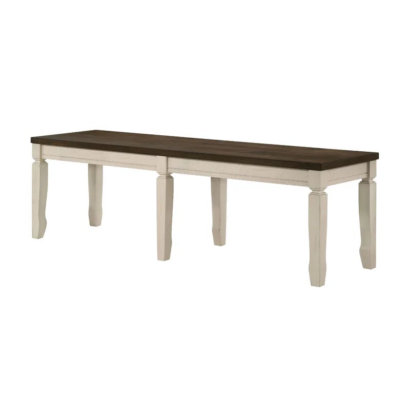 Weathered Oak and Cream Traditional Dining Bench