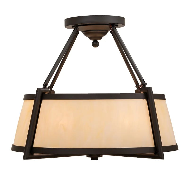 Elegant Cilindro 4-Light Semi-Flush Mount in Oil Rubbed Bronze with Crystal Accents