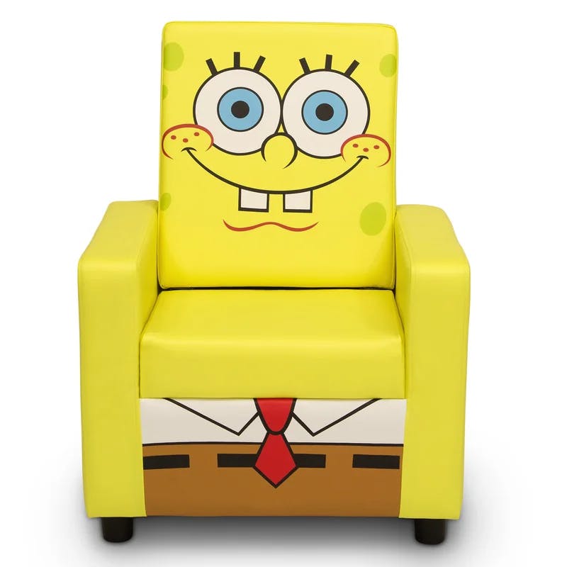 SpongeBob SquarePants Cozy High Back Kids' Chair in Brown Faux Leather