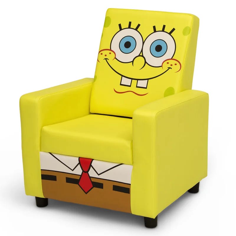 SpongeBob SquarePants Cozy High Back Kids' Chair in Brown Faux Leather