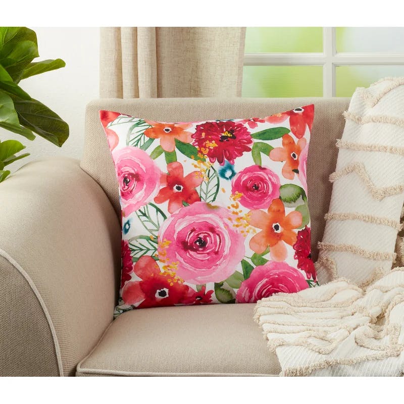 Santa Monica Bright Floral Reversible Square Pillow, 18"