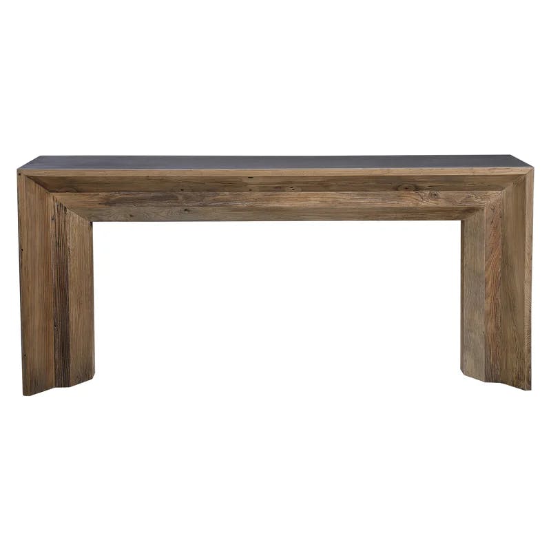 Transitional Gray-Brown Elm and Concrete 72'' Console Table