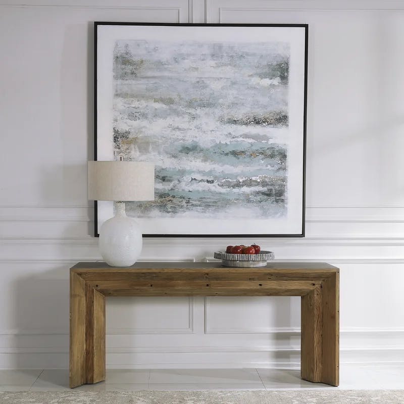 Transitional Gray-Brown Elm and Concrete 72'' Console Table