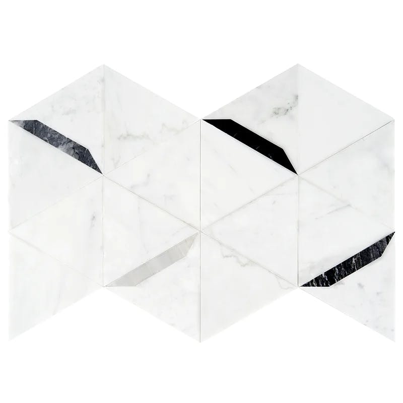 Santana Polished Gray Marble 12" x 20" Modern Mosaic Tile