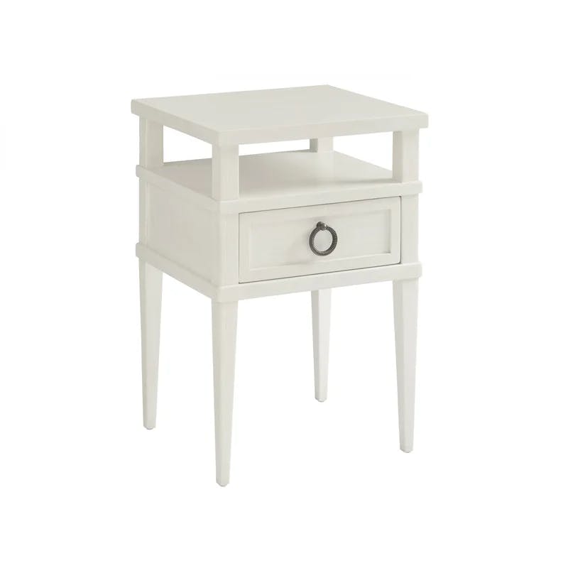 Transitional Ocean Breeze White 1-Drawer Night Table