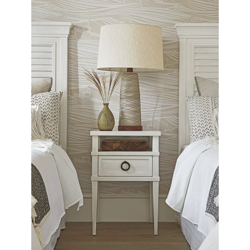 Transitional Ocean Breeze White 1-Drawer Night Table
