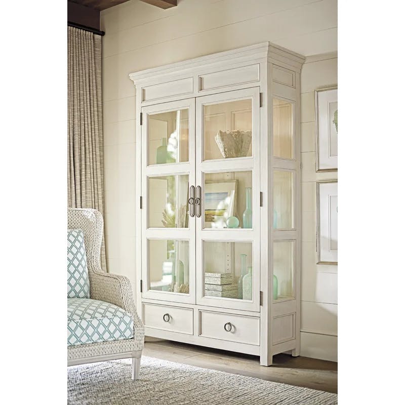 Ocean Breeze Sanctuary 56" Shell White Lighted China Cabinet