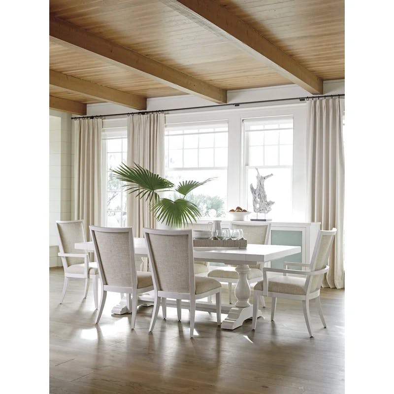 Captiva Shell White Extendable Rectangular Dining Table with Marble Accent