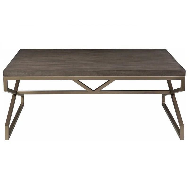 Transitional 48'' Rectangular Brown Wood and Metal Cocktail Table