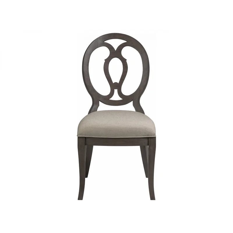 Antico Greige Linen Upholstered Mahogany Side Chair