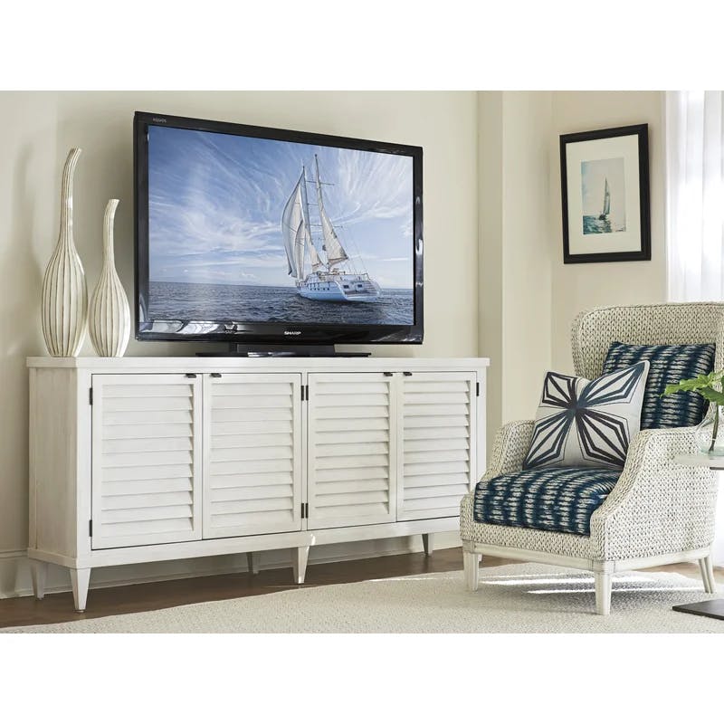 Lantern Bay 80'' White Transitional Media Console with Cabinet