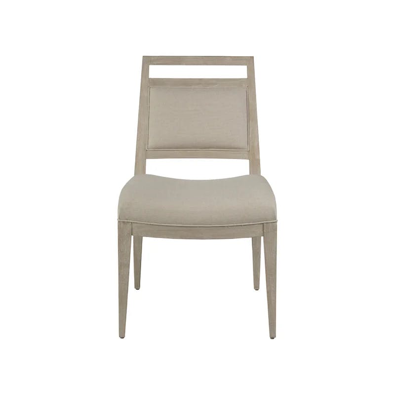 Bianco Finish Mid-Century Light Gray Upholstered Side Chair