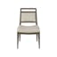 Grigio Finish Mid-Century Upholstered Linen Side Chair in Medium Brown
