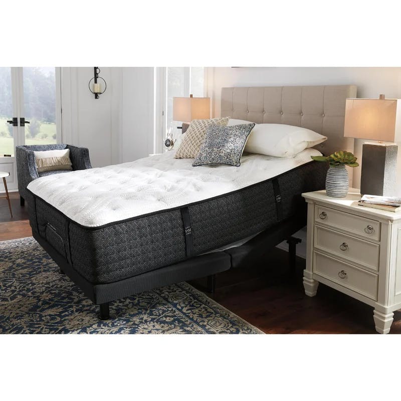 Contemporary Gray Metal Adjustable California King Bed Base with Massage