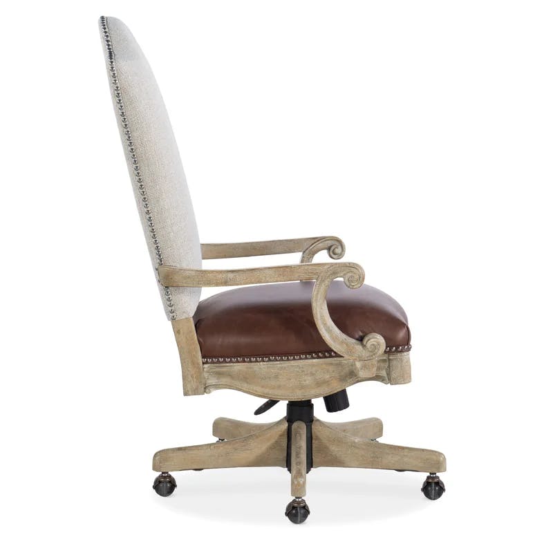 Castella Rustic Tan Leather and Fabric Swivel Executive Chair