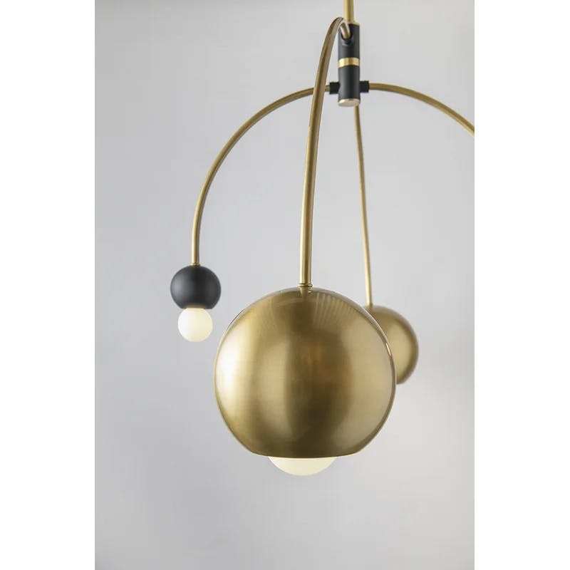 Willow Arced Sputnik 2-Light Chandelier in Aged Brass and Black