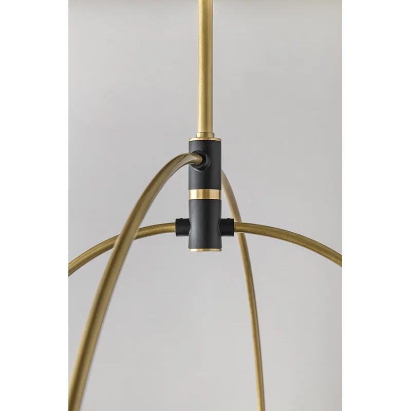 Willow Arced Sputnik 2-Light Chandelier in Aged Brass and Black