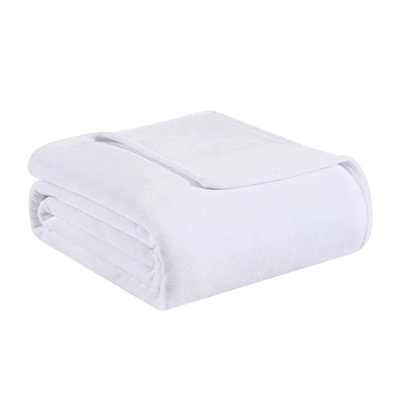 Twin-Size Ultra Soft Plush Fleece Reversible White Blanket