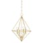 Elegant Gold Leaf 4-Light Geometric Chandelier with Dimmable LED