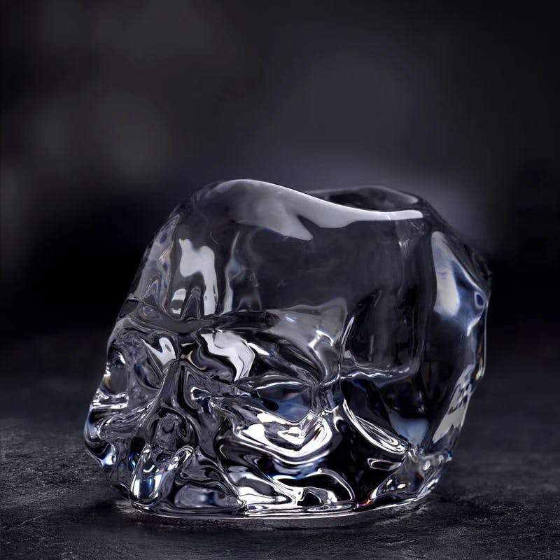 Nude Glass Memento Mori Faceted Clear Skull Tealight Holder