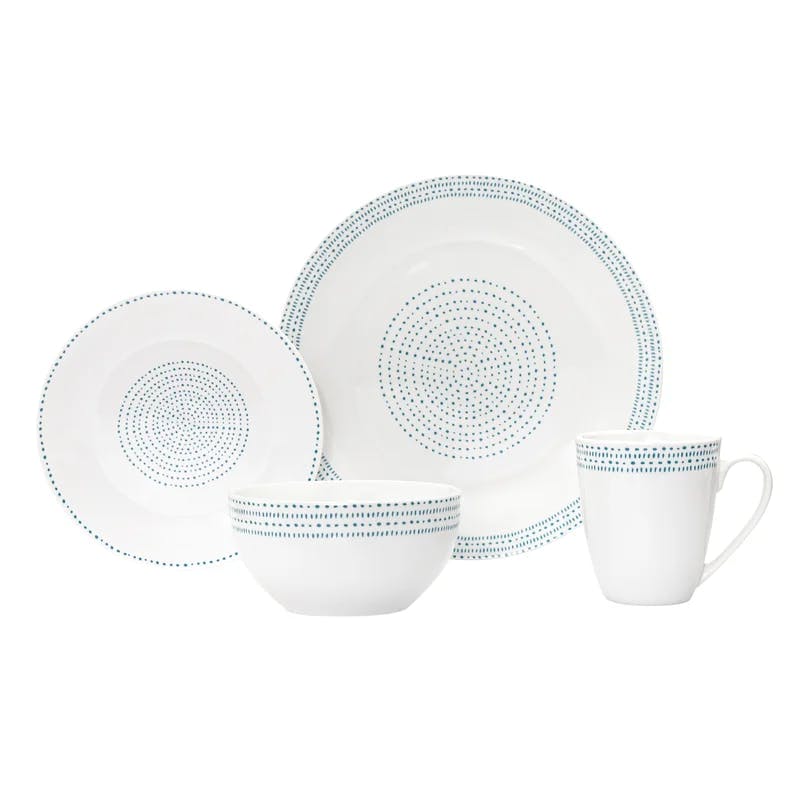 Classic Modern Farmhouse 16-Piece White Porcelain Dinnerware Set
