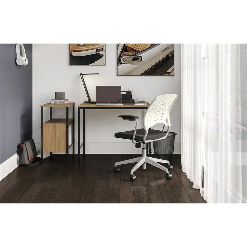 Neowalnut Laminate 23.5'' Home Office Storage Unit with Steel Legs