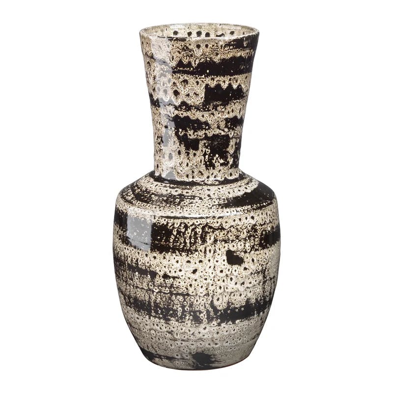 Handcrafted Beige Ceramic Decorative Jar, 22" Height