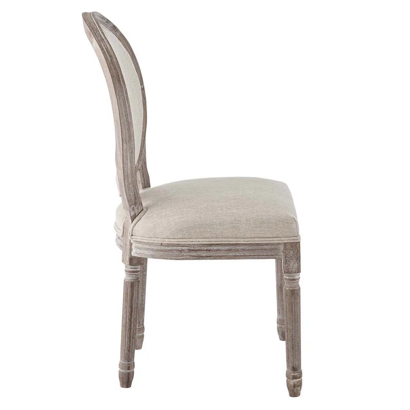 Emanate Vintage French Beige Upholstered Wood Side Chair