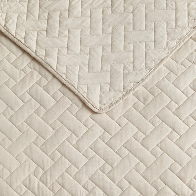 Coastal Breeze White Cotton Full/Queen Reversible Quilt Set