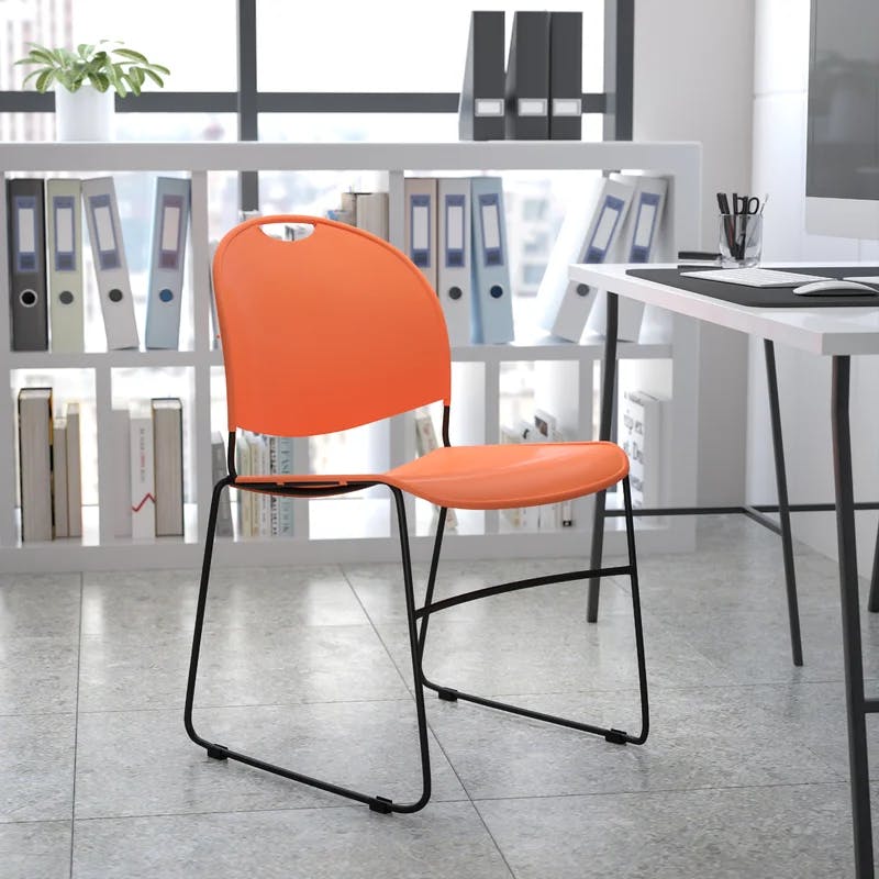 ErgoStack 880lb Capacity Orange Metal Armless Chair