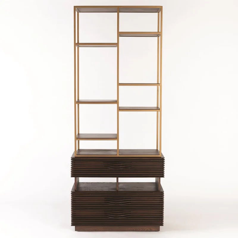 Oslo Etagere Handcrafted Ash Wood and Metal Frame Storage Unit