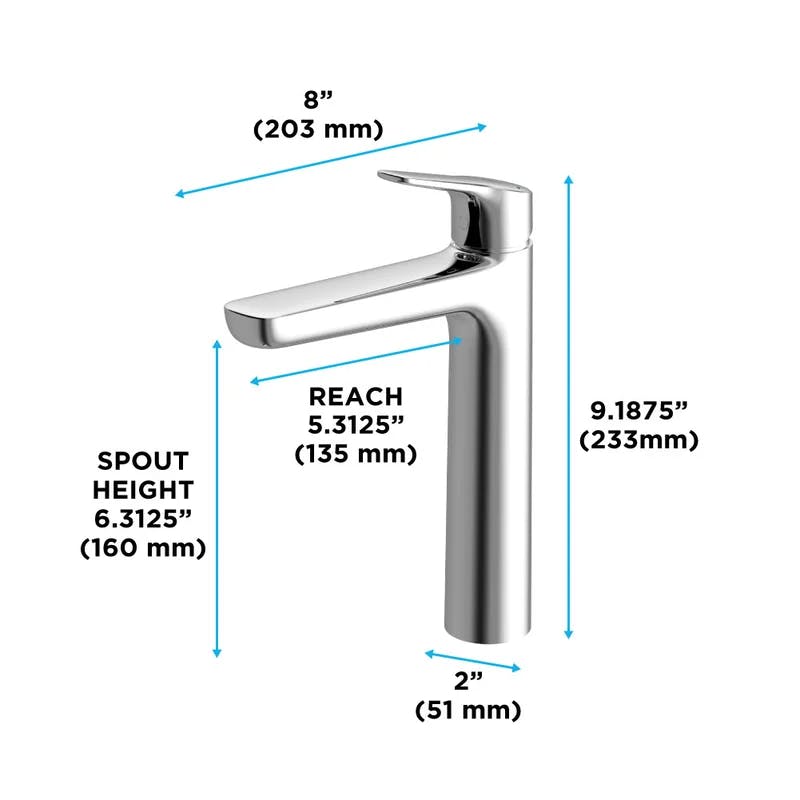 Elegant Polished Chrome Single Hole Bathroom Faucet with Drain Assembly