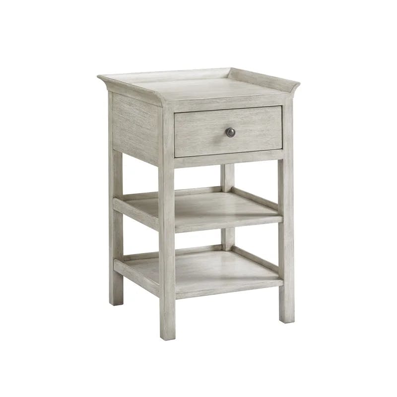 Transitional Cream 1-Drawer Nightstand with Gallery Top and Shelves