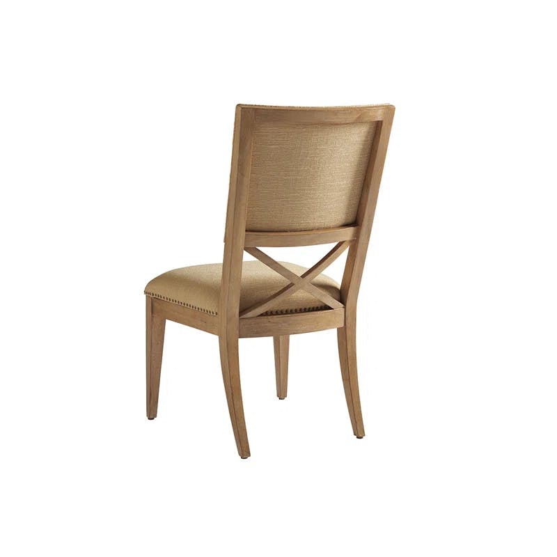 Golden Maize Linen Upholstered Side Chair with Cross Back