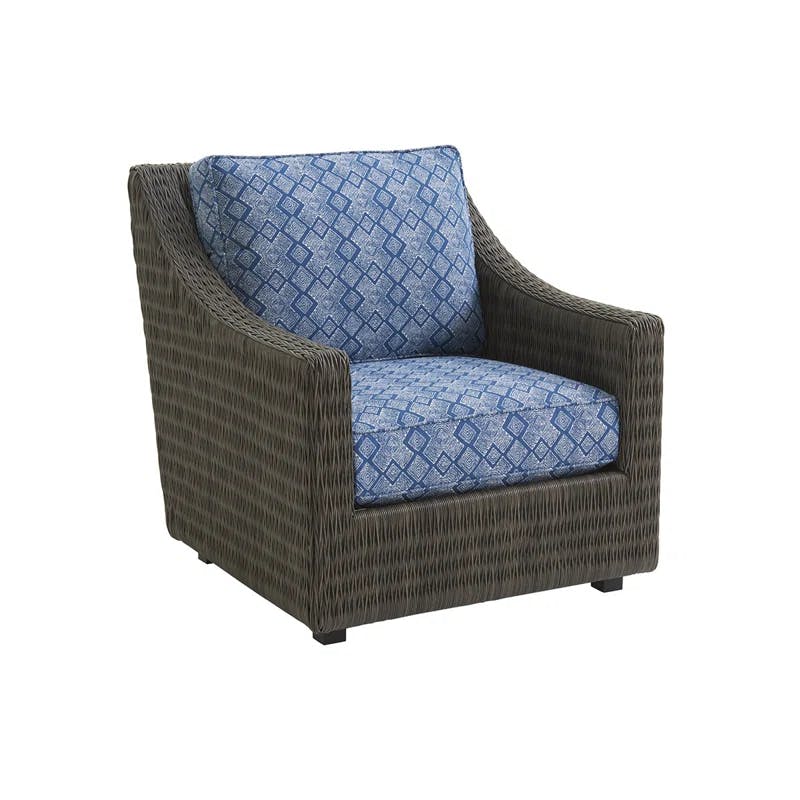 Cypress Point Driftwood Gray Woven Wicker Arm Chair with Cushions
