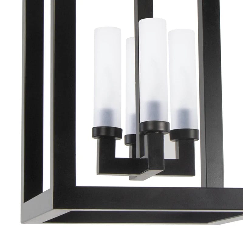 Montecito Black Iron and Frosted Glass 4-Light Outdoor Lantern