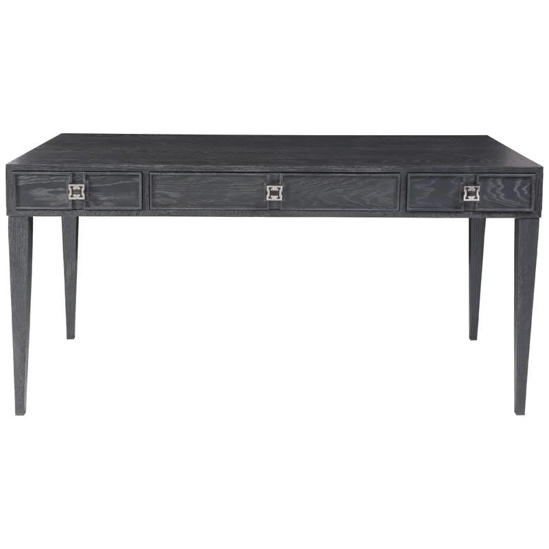 Anthracite Ceruse 60'' Traditional Home Office Desk with Brass Hardware