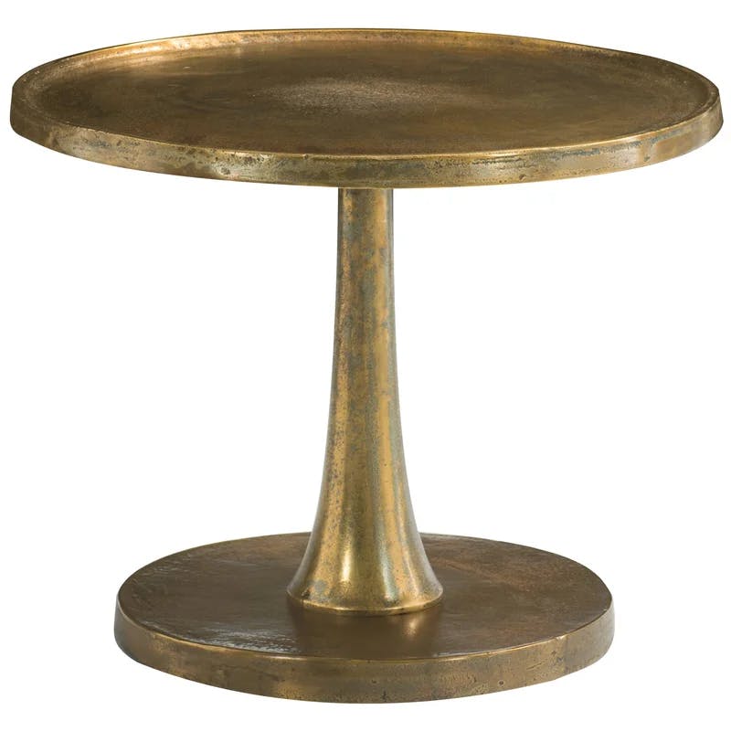 Transitional 27.75'' Gold Metal Round Pedestal End Table