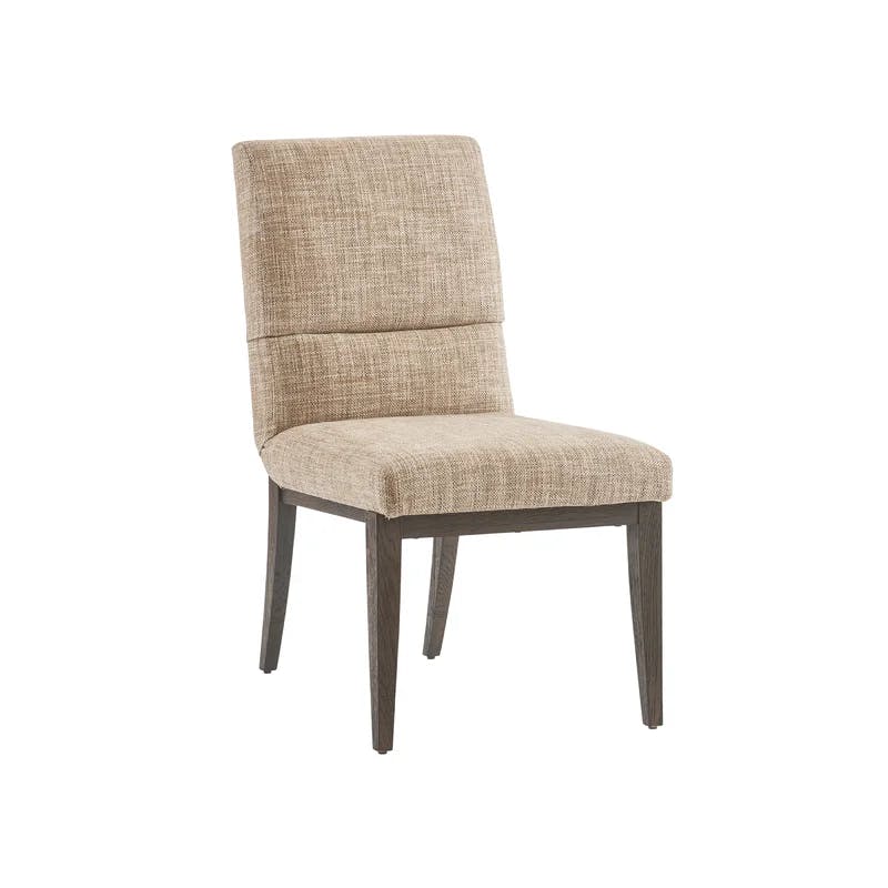 Contemporary Modern Beige Leather & Wood Side Chair
