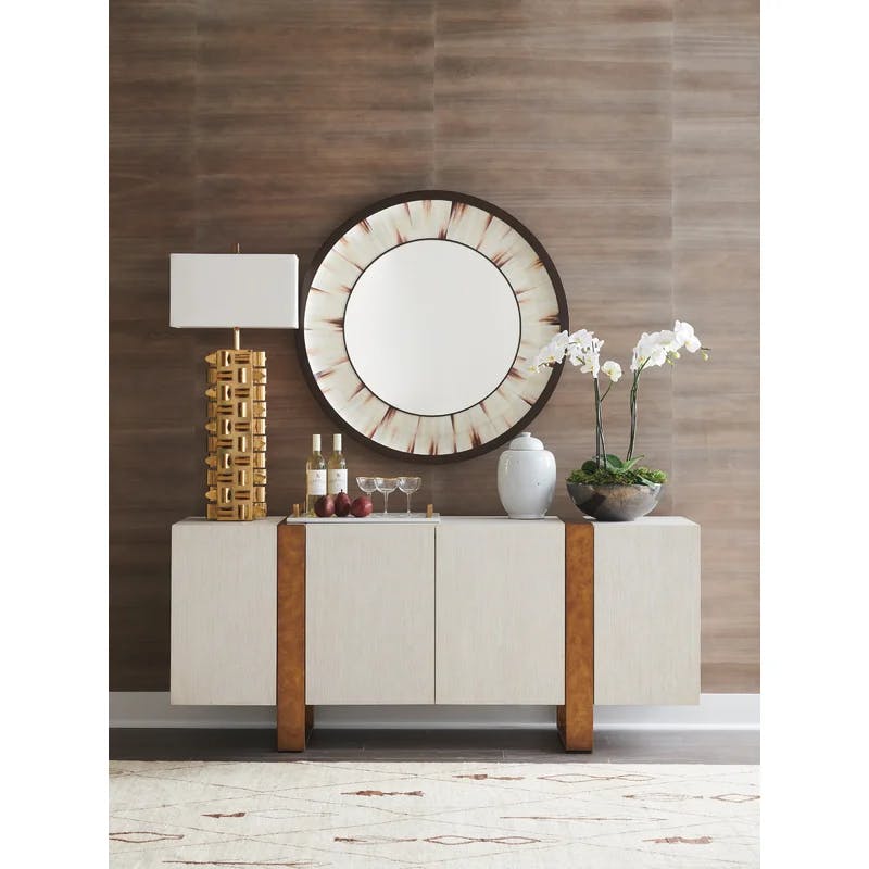Carmel Gold & Cream 75'' Solid Wood Contemporary Sideboard