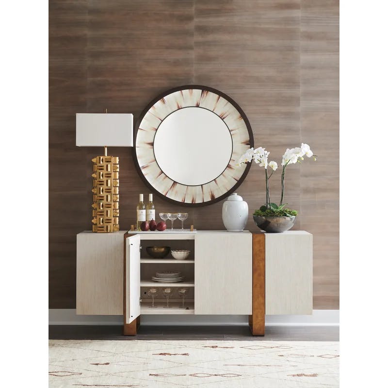 Carmel Gold & Cream 75'' Solid Wood Contemporary Sideboard