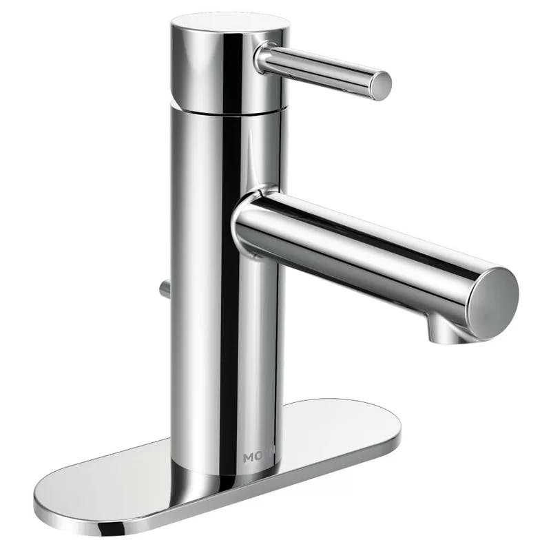 Align Modern Black Chrome Single Hole Bathroom Faucet with Drain Assembly