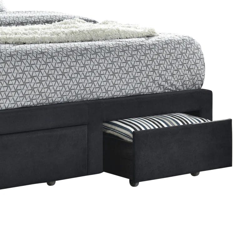 Charleston Charcoal King Storage Bed with Tufted Upholstery